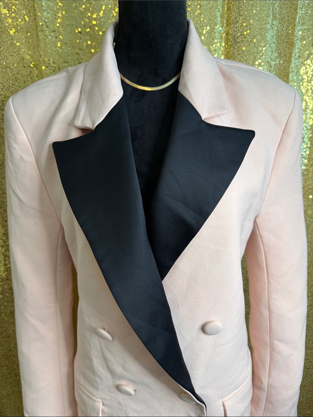 House of CB Janis Pink Blazer Dress with Black Lapel - Picture 2 of 15